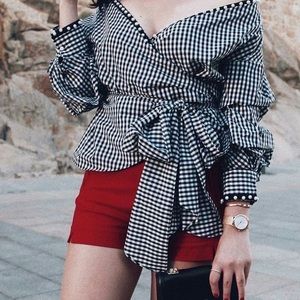 Zara Criss Cross Wrap Pearl Top